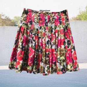 Bandolino Mini Skater Skirt Floral Pleated Cotton